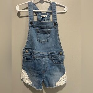 Epic Threads Girls Denim Short Overalls Lace Trim 4T
